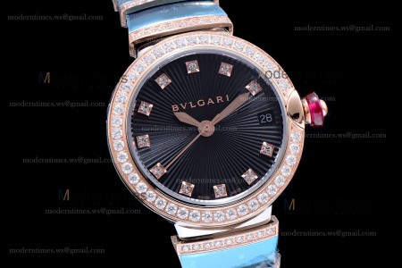 Bvlgari LVCEA Series Diamonds RG/RG TT Blk BVF Automatic/Quartz 
