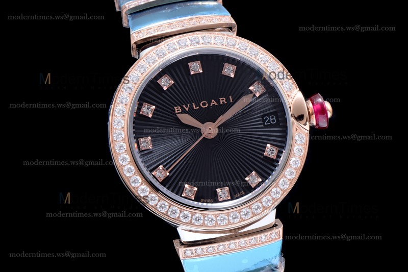 Bvlgari LVCEA Series Diamonds RG/RG TT Blk BVF Automatic/Quartz 