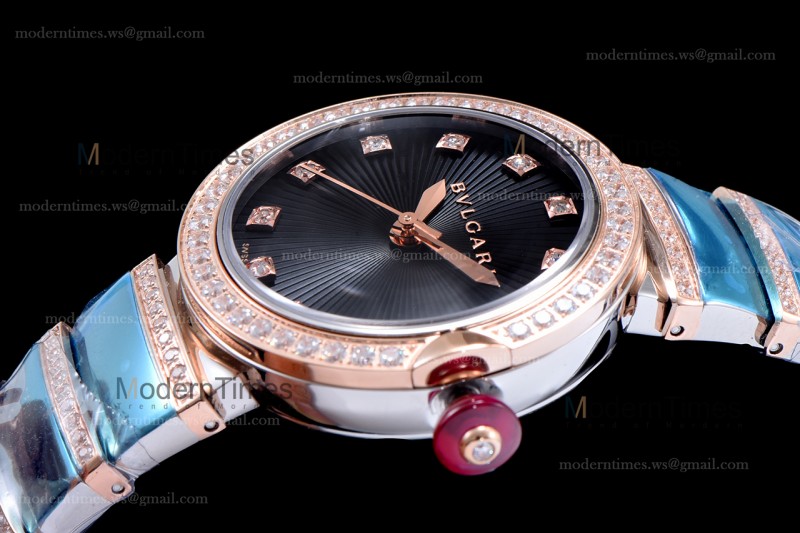 Bvlgari LVCEA Series Diamonds RG/RG TT Blk BVF Automatic/Quartz 