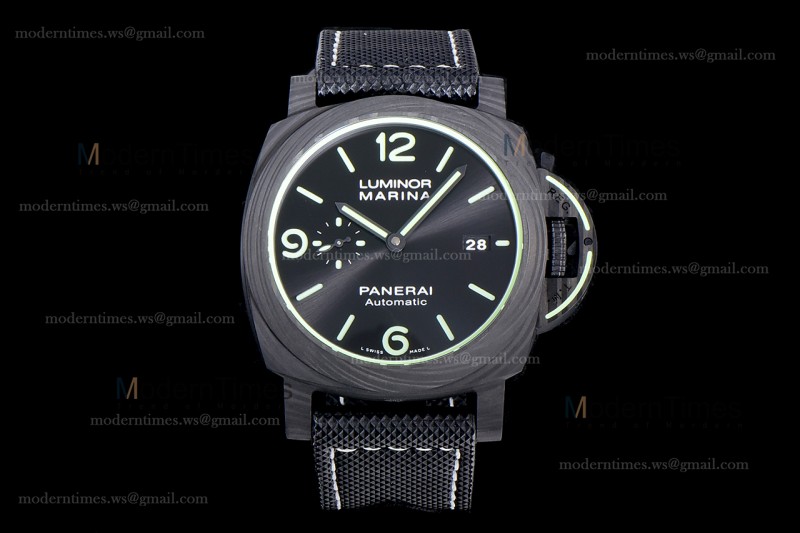 Panerai Luminor Series Carbon SS/LE Blk/Blk VSF Automatic PAM01118