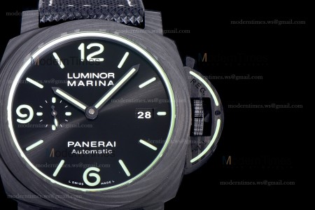 Panerai Luminor Series Carbon SS/LE Blk/Blk VSF Automatic PAM01118