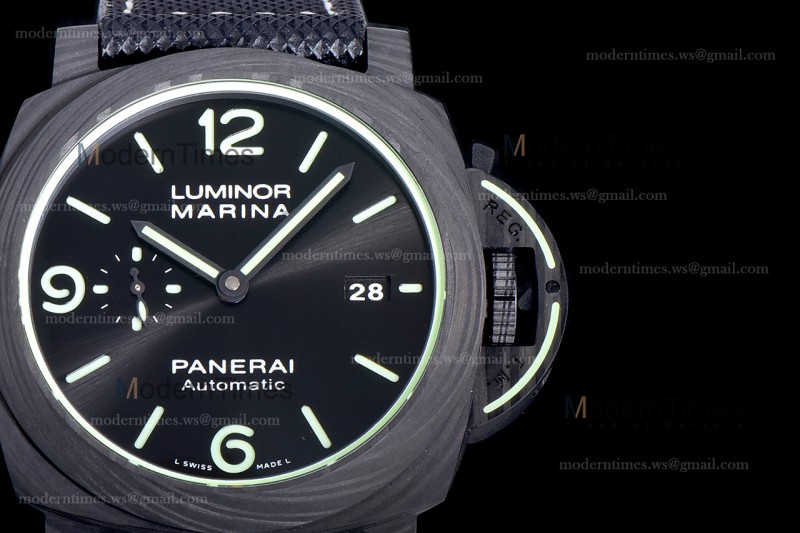 Panerai Luminor Series Carbon SS/LE Blk/Blk VSF Automatic PAM01118