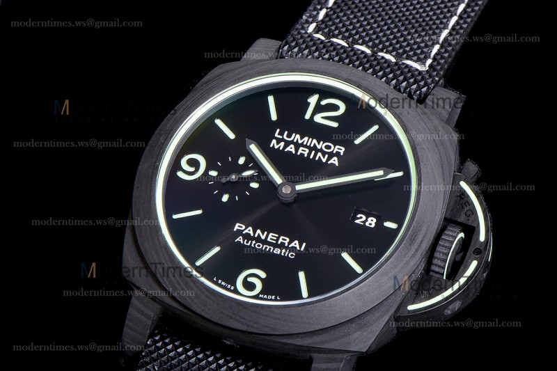 Panerai Luminor Series Carbon SS/LE Blk/Blk VSF Automatic PAM01118
