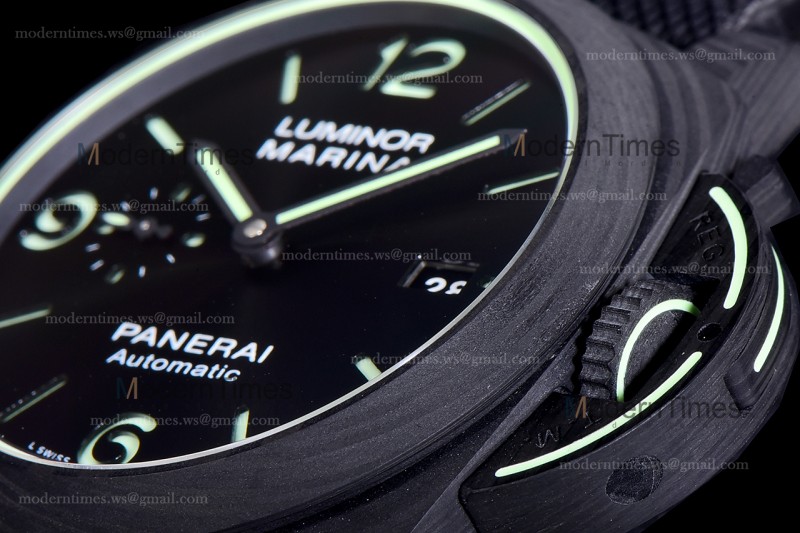 Panerai Luminor Series Carbon SS/LE Blk/Blk VSF Automatic PAM01118