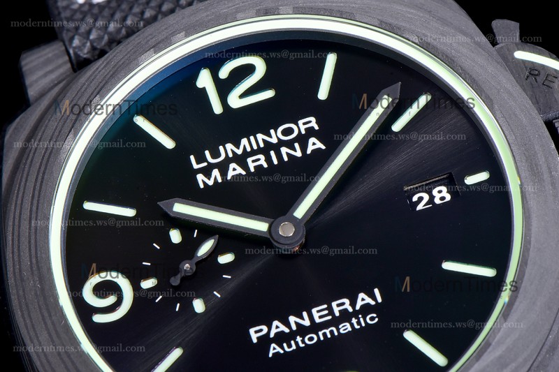 Panerai Luminor Series Carbon SS/LE Blk/Blk VSF Automatic PAM01118