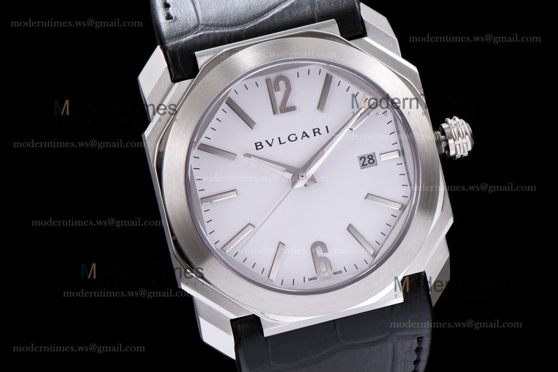 Bvlgari OCTO Series SS/LE Wht/Blk ZLO Automatic 102207 BGO41WSLD