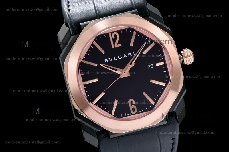 Bvlgari OCTO Series TT/RG PVD/LE Blk/Blk ZLO Automatic 102485 BGO41BBSPGVD