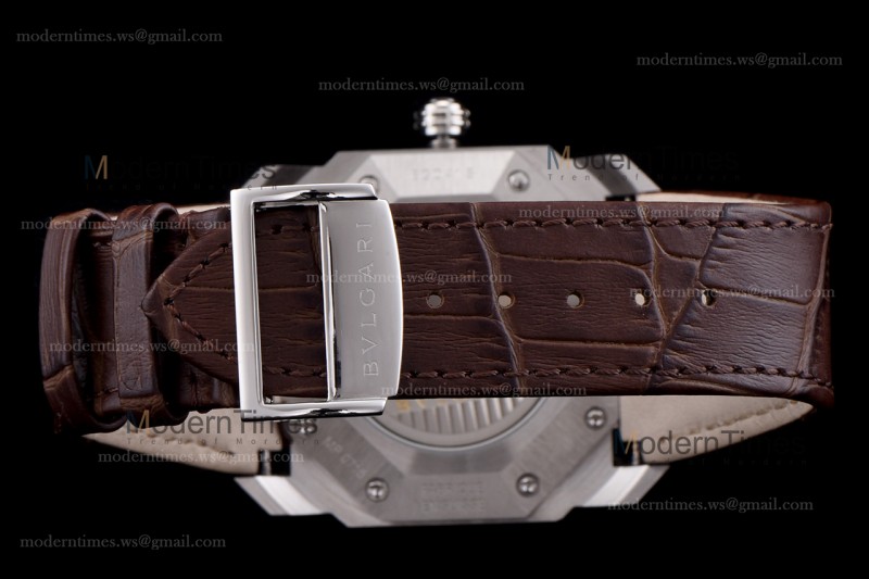 Bvlgari OCTO Series SS/LE Wht/Bro ZLO Automatic 102207 BGO41WSLD