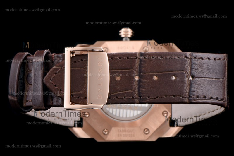 Bvlgari OCTO Series RG/LE Wht/Bro ZLO Automatic 101963 BGOP41BGLD