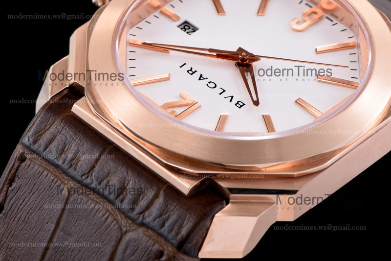 Bvlgari OCTO Series RG/LE Wht/Bro ZLO Automatic 101963 BGOP41BGLD