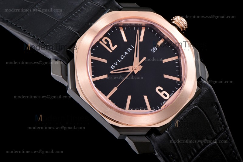 Bvlgari OCTO Series TT/RG PVD/LE Blk/Blk ZLO Automatic 102485 BGO41BBSPGVD