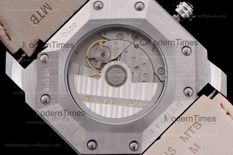 Bvlgari OCTO Series SS/LE Wht/Blk ZLO Automatic 102207 BGO41WSLD