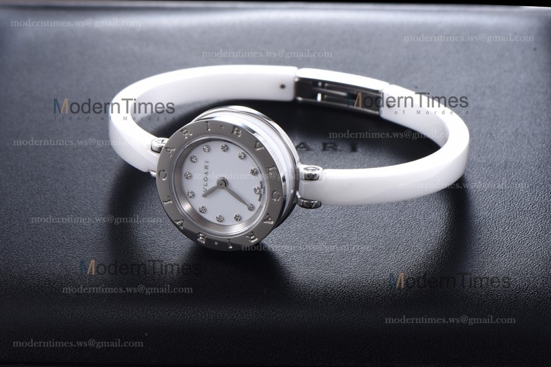 Bvlgari Bzero1 Series Diams SS/LE Wht/Wht ZLO Quartz 102086 BZ23WSCC.M