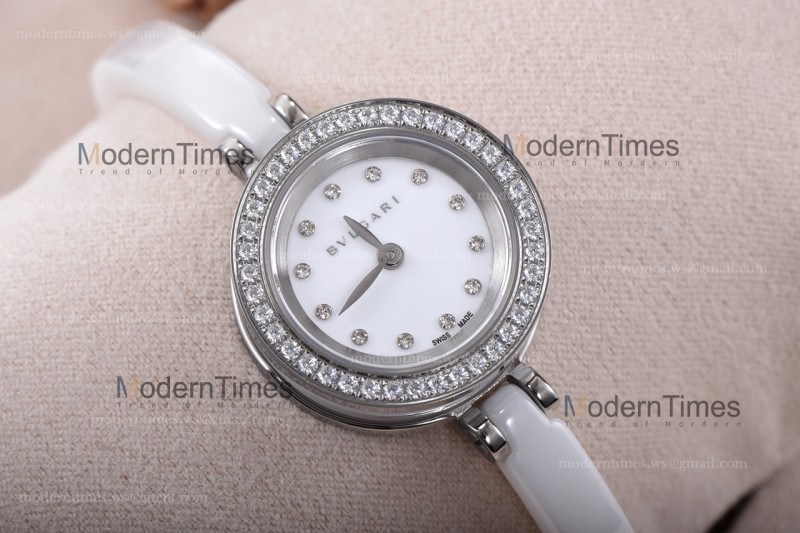 Bvlgari Bzero1 Series Diams SS/LE Wht/Wht ZLO Quartz 102397 BZ23BSDL/12