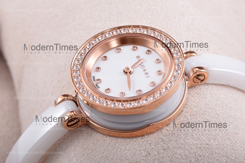 Bvlgari Bzero1 Series Diams RG/LE Wht/Wht ZLO Quartz 102398 BZ23WSGDL/12