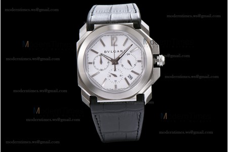 Bvlgari OCTO Series SS/LE Wht/Blk ZLO Quartz 102103 BGO41BSLDCH