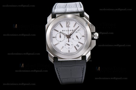 Bvlgari OCTO Series SS/LE Wht/Blk ZLO Quartz 102103 BGO41BSLDCH