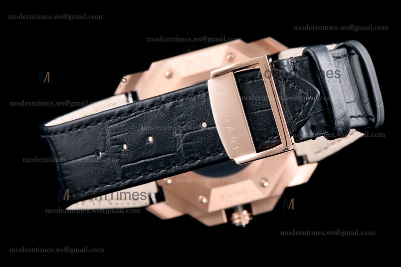 Bvlgari OCTO Series RG/LE Blk/Blk ZLO Quartz 102115 BGOP41BGLDCH