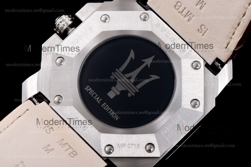 Bvlgari OCTO Series SS/LE Wht/Bro ZLO Quartz 102103 BGO41BSLDCH