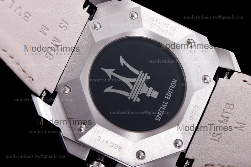 Bvlgari OCTO Series SS/LE Wht/Blk ZLO Quartz 102103 BGO41BSLDCH