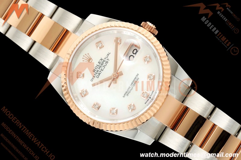 Rolex - Datejust 126231 36mm Oys Flt 904L RG/SS Wht/MOP/Dia ARF SH3235