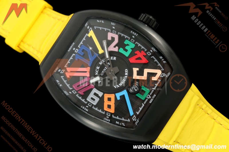 Franck Muller - Vanguard V45 Black PVD/NY Orange Leather Strap ABF A2824