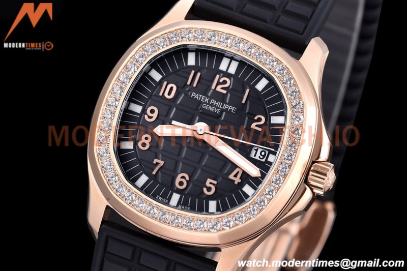 Patek Philippe - Aquanaut Lady 5068R 36mm Diamond RG/RU Black PPF Swiss Qtz
