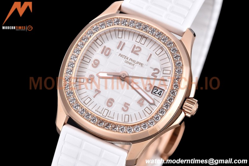 Patek Philippe - Aquanaut Lady 5068R 36mm Diamond RG/RU White PPF A324