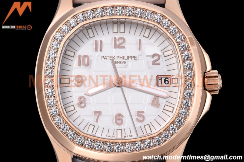 Patek Philippe - Aquanaut Lady 5068R 36mm Diamond RG/RU White PPF Swiss Quartz