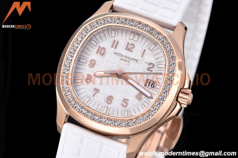Patek Philippe - Aquanaut Lady 5068R 36mm Diamond RG/RU White PPF Swiss Quartz