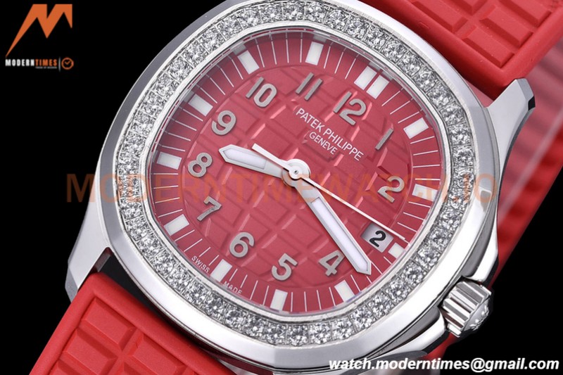 Patek Philippe - Aquanaut Lady 5067A 36mm Diamond SS/RU Red PPF Swiss Quartz
