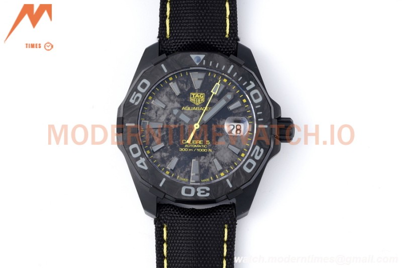 Tag Heuer - Aquaracer Caliber 5 41mm PVD/NY Carbon Black/Yelw TARF SW200