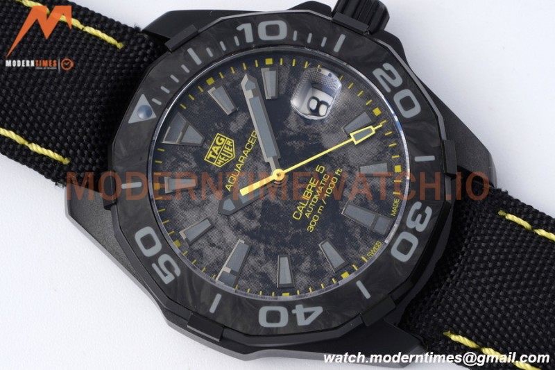 Tag Heuer - Aquaracer Caliber 5 41mm PVD/NY Carbon Black/Yelw TARF SW200