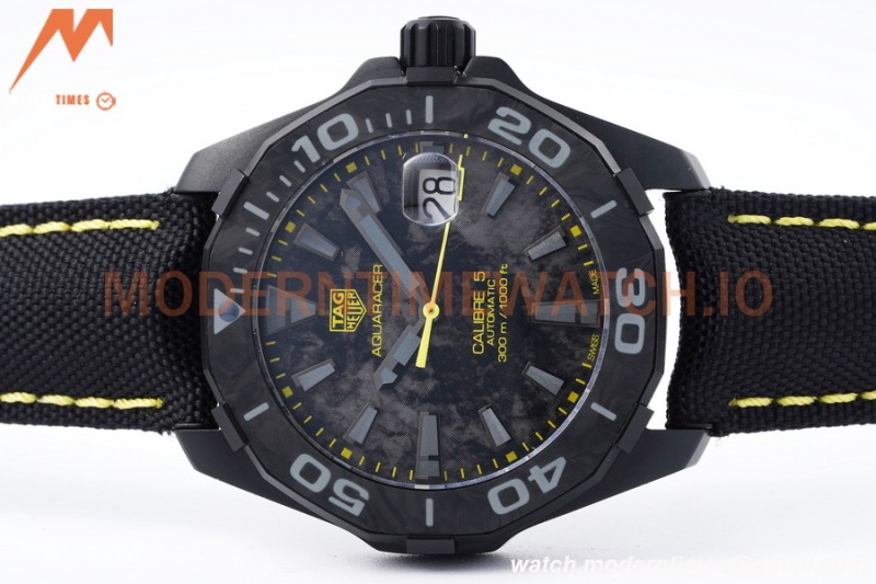 Tag Heuer - Aquaracer Caliber 5 41mm PVD/NY Carbon Black/Yelw TARF SW200