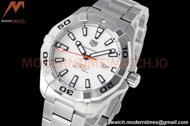 Tag Heuer - Aquaracer Caliber 5 43mm SS/SS White TARF SW200