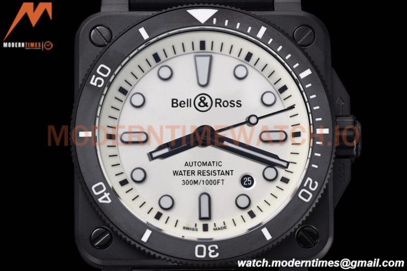 Bell & Ross - BR03-92 Diver Full Lum 42 mm DLC/RU White BRF A2824