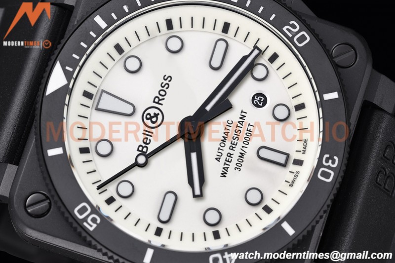 Bell & Ross - BR03-92 Diver Full Lum 42 mm DLC/RU White BRF A2824
