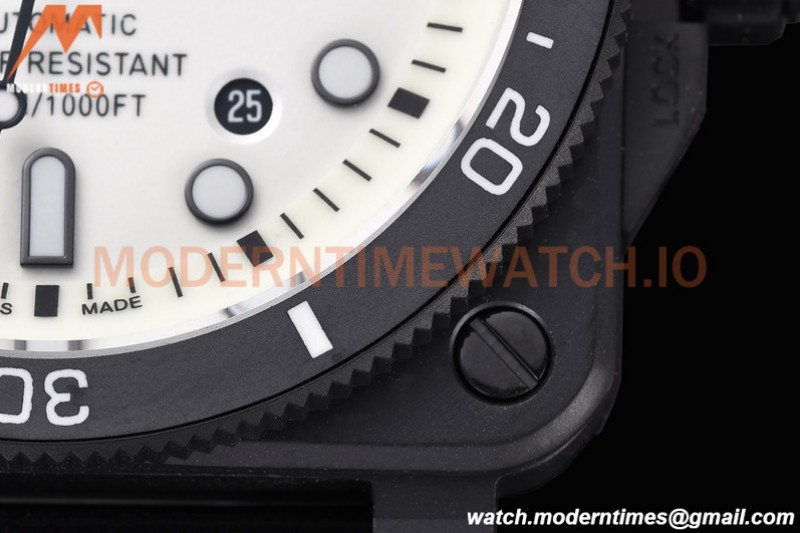 Bell & Ross - BR03-92 Diver Full Lum 42 mm DLC/RU White BRF A2824