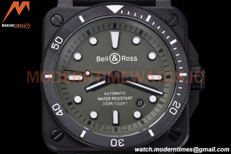 Bell & Ross - BR03-92 Diver Full Lum 42mm DLC/RU Green BRF A2824