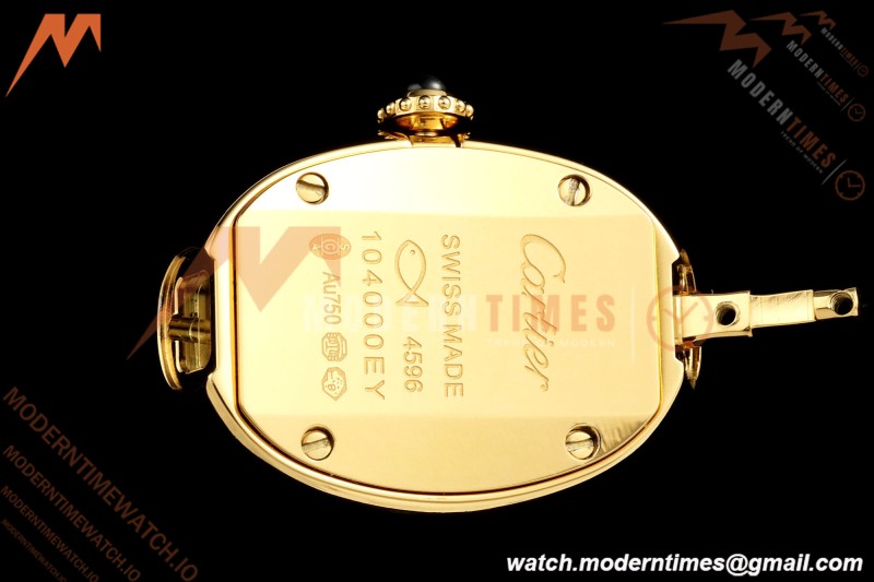 Cartier - Baignoire Ladies 24.6mm YG/YG White Roman Size 16 BLSF Swiss Quartz