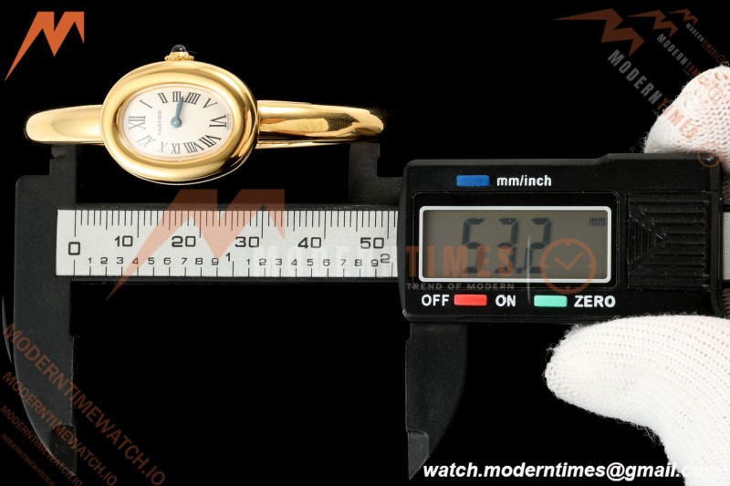 Cartier - Baignoire Ladies 24.6mm YG/YG White Roman Size 16 BLSF Swiss Quartz