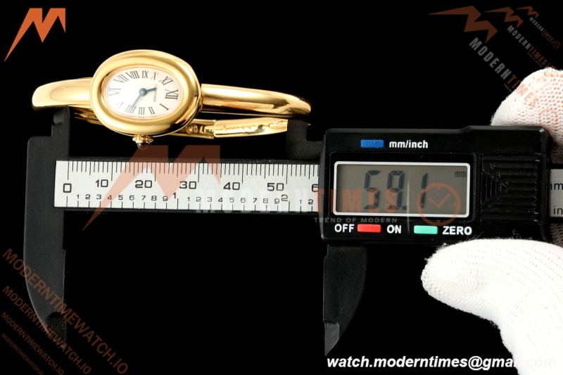 Cartier - Baignoire Ladies 24.6mm YG/YG White Roman Size 17 BLSF Swiss Quartz
