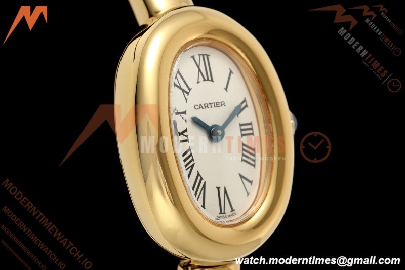 Cartier - Baignoire Ladies 24.6mm YG/YG White Roman Size 17 BLSF Swiss Quartz