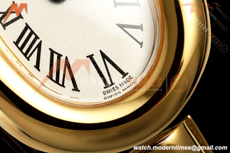Cartier - Baignoire Ladies 24.6mm YG/YG White Roman Size 17 BLSF Swiss Quartz