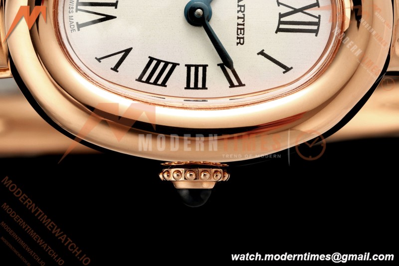 Cartier - Baignoire Ladies 24.6mm RG/RG White Roman Size 15 BLSF Swiss Quartz