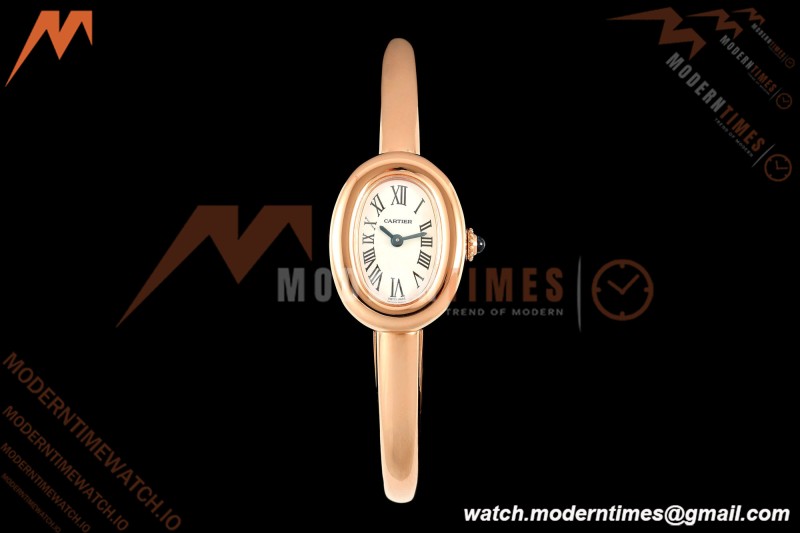 Cartier - Baignoire Ladies 24.6mm RG/RG White Roman Size 17 BLSF Swiss Quartz