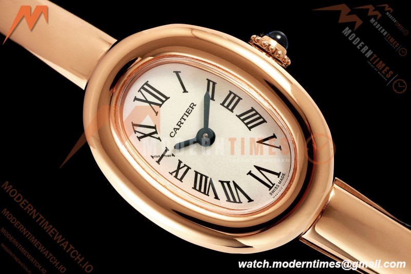 Cartier - Baignoire Ladies 24.6mm RG/RG White Roman Size 17 BLSF Swiss Quartz