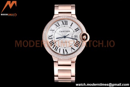 Cartier - Balion Bleu De Cartier 42mm Automatic Diamond RG/RG White GDF MY8215