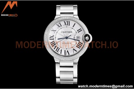 Cartier - Balion Bleu De Cartier 42mm Automatic Diamond SS/SS White GDF MY8215