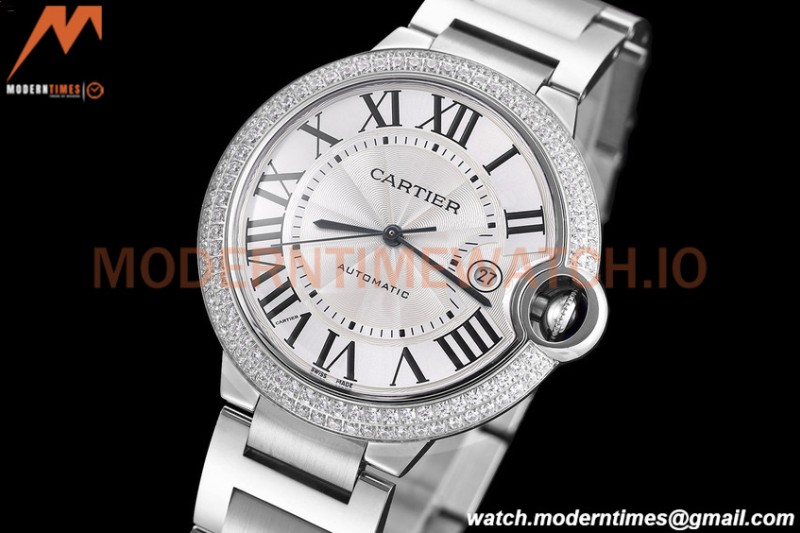 Cartier - Balion Bleu De Cartier 42mm Automatic Diamond SS/SS White GDF MY8215